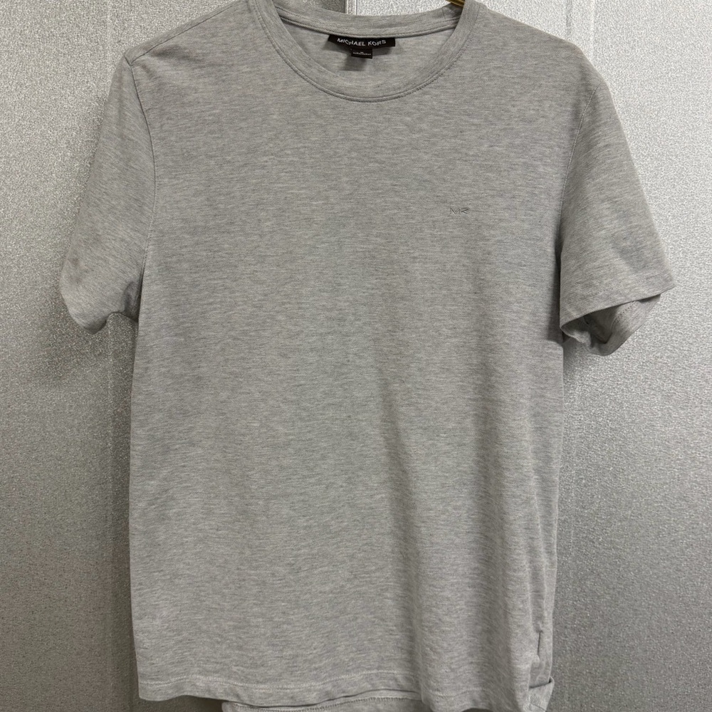 Michael Kors Gray Logo Tee Minimalist Crew Neck Shirt Medium